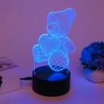 Светильник ночник «3D-Мишка» на пластиковой подставке, с включателем USB