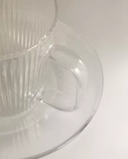 ZARA HOME КОФЕЙНАЯ ЧАШКА И БЛЮДЦЕ ИЗ ТЕРМОСТОЙКОГО СТЕКЛА, ПРОЗРАЧНЫЙ