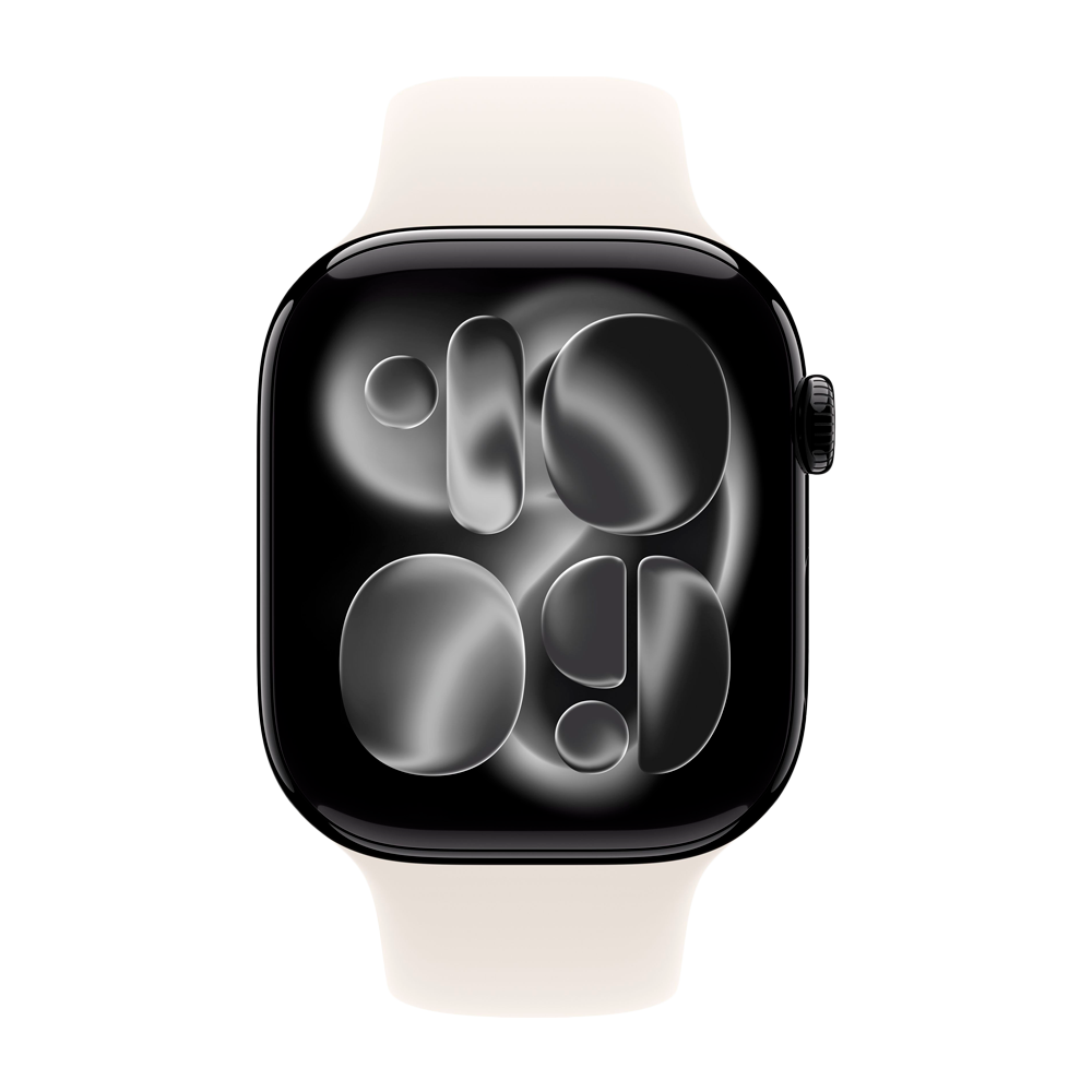 Умные часы Apple Watch Series 11 GPS, 46mm, Jet Black Aluminium Case with Starlight Sport Band, M/L