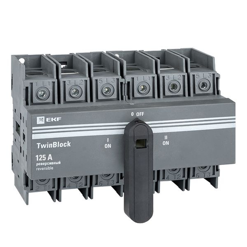 Рубильник 125A 3P реверсивный c рукояткой для прямой установки TwinBlock EKF tb-s-125-3p-rev