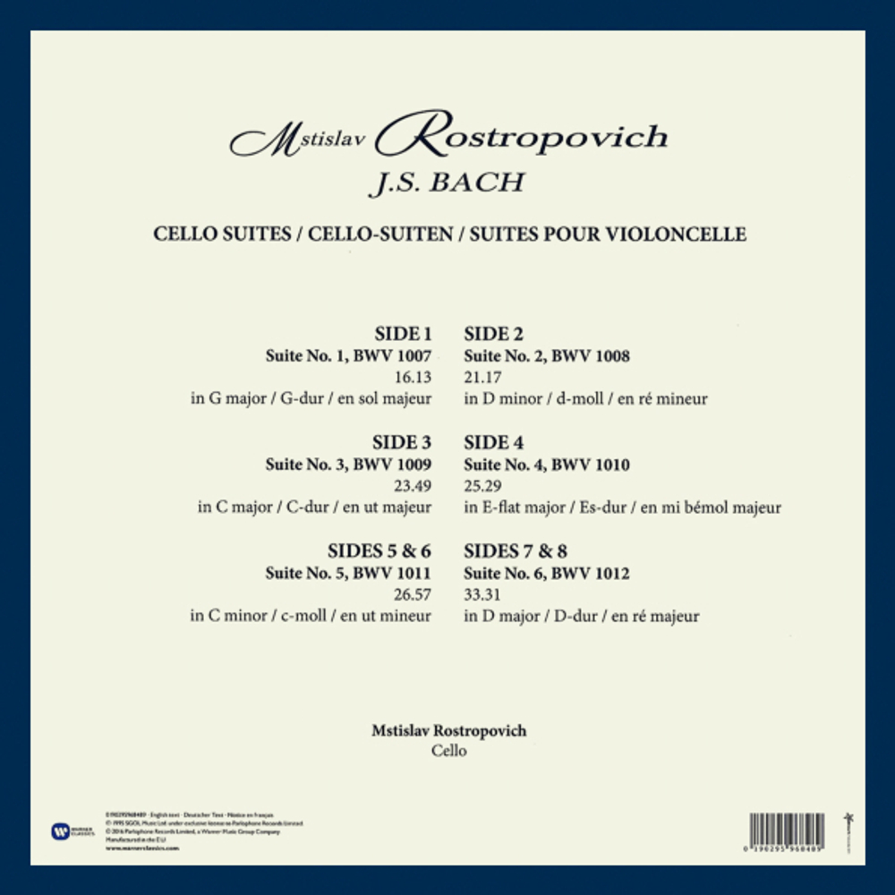 Mstislav Rostropovich / J.S. Bach - Cello Suites (4LP)