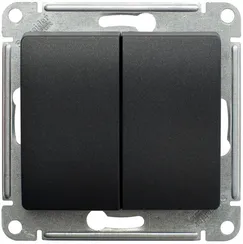 Переключатель проходной двухклавишный Systeme Electric Glossa Антрацит GSL000765