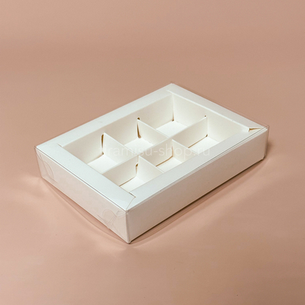 Коробка на 6 конфет с пластиковой крышкой, 15,5 х 11,5 х 3 см