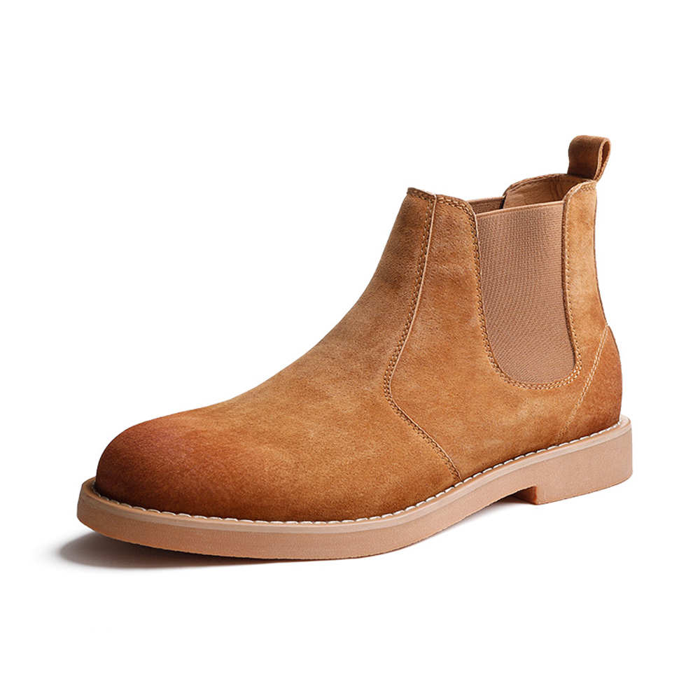 MR.A British Style Crew Chelsea Boots Men"s Yellow Brown