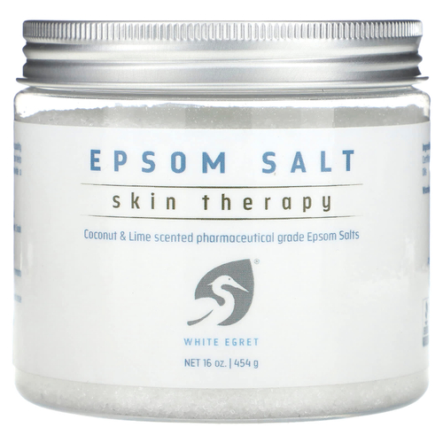 White Egret, английская соль, Skin Therapy, кокос и лайм, 454 г (16 унций)