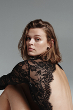 Кружевное боди с длинными рукавами — Чёрный - H&M