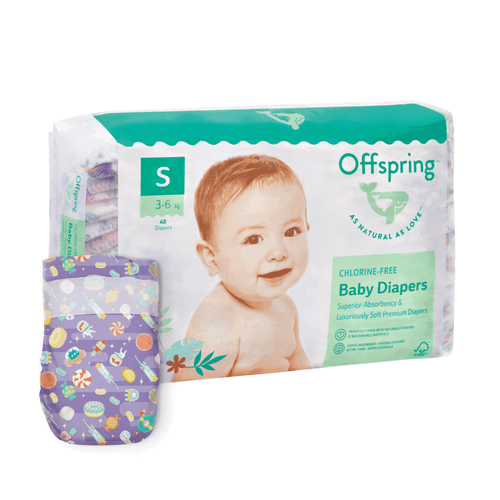 Offspring подгузники S 3-6 кг 48 шт. расцветка Апельсины