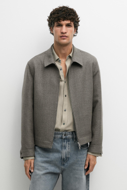 Massimo Dutti Фактурная куртка из 100% шерсти, серовато-зеленый