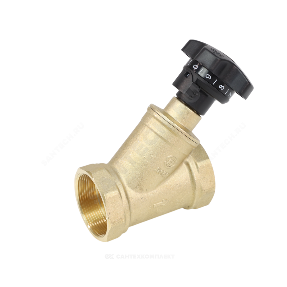 Клапан балансировочный ручной латунь 3180H Ду 15 G1/2" Ру16 Тмакс=120 оС ВР Kvs=2.94м3/ч без ниппелей Benarmo