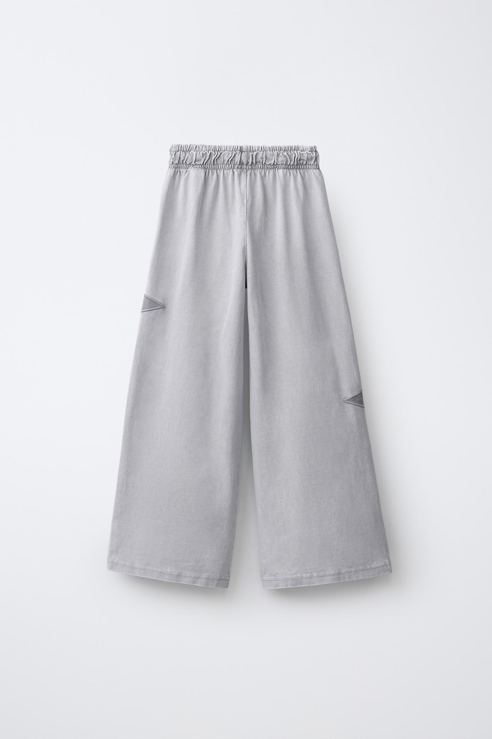 ZARA БРЮКИ WIDE LEG С ЭФФЕКТОМ ПОТЕРТОСТИ И ЗВЕЗДАМИ, СЕРЫЙ