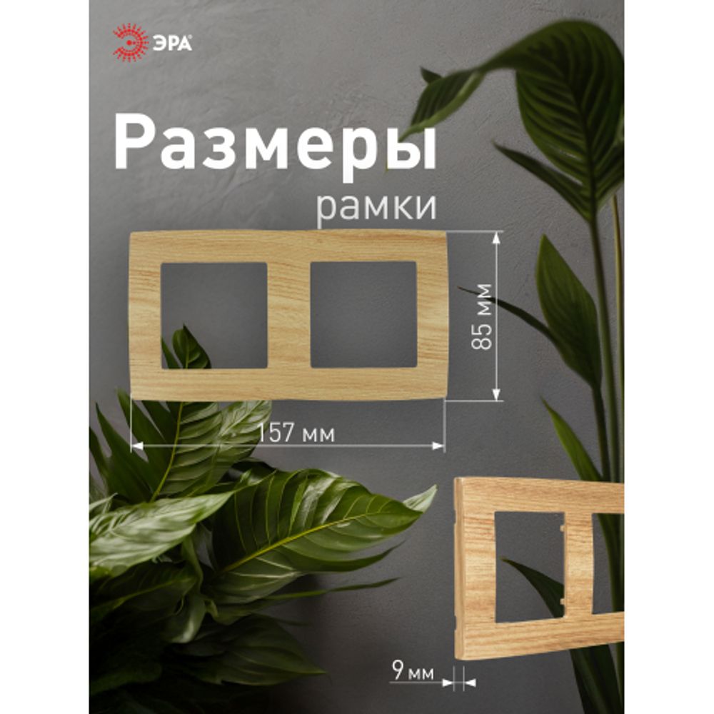 12-5002-11 ЭРА Рамка на 2 поста, Эра12, сосна | Эра 12