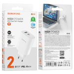 Сетевое зар. устр. Borofone BN10 1USB/1C 22.5W/65W белое