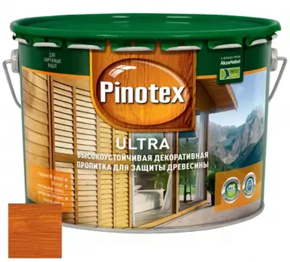Пропитка декоративная для защиты древесины Pinotex Ultra AWB полуглянцевая орех 2,5 л