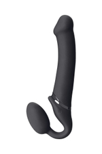 Черный безремневой вибрострапон Vibrating Bendable Strap-On - size L (Цвет: черный)