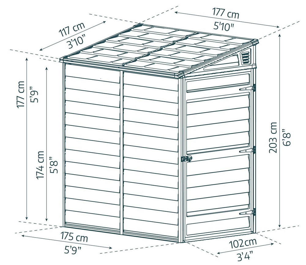 Сарай из поликарбоната Palram SkyLight Pent 4x6 grey
