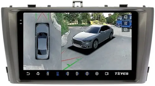Магнитола для Toyota Avensis 2008-2015 (рамка серая) - Teyes CC3-2K-360 на Android 10, Быстрая, 2K QLED, CarPlay, 4G SIM-слот, 4 камеры в комплекте