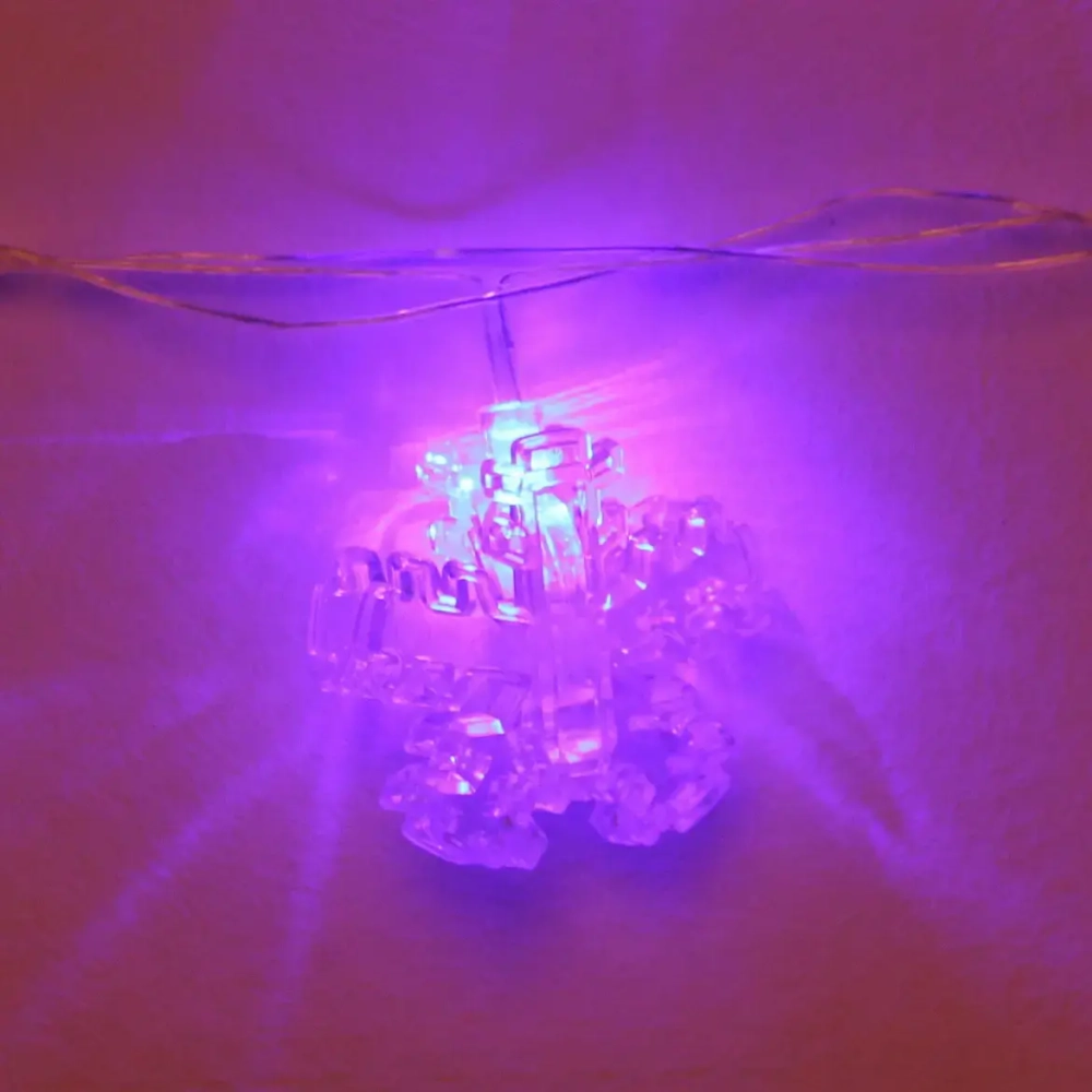 Гирлянда для дома 4,0 м 20 ламп LED с насадками СНЕЖИНКА Прищепка, прозрач.провод, Мультицвет
