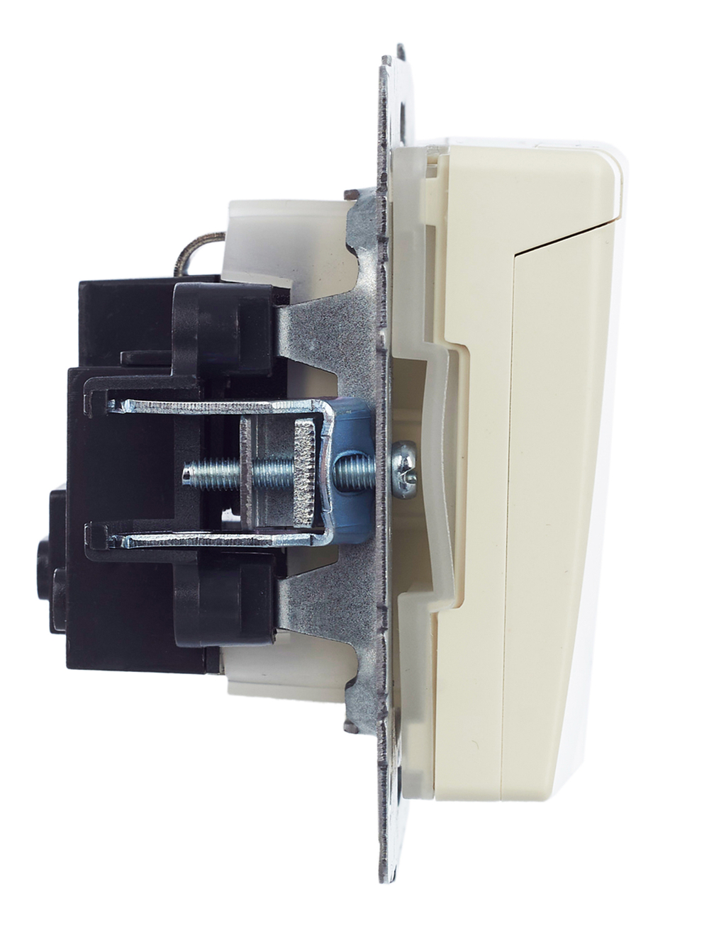 BRITE Розетка 1-местная с заземлением с защитными шторками и крышкой 16А IP44 РСбш10-3-44-БрКр бежевый IEK