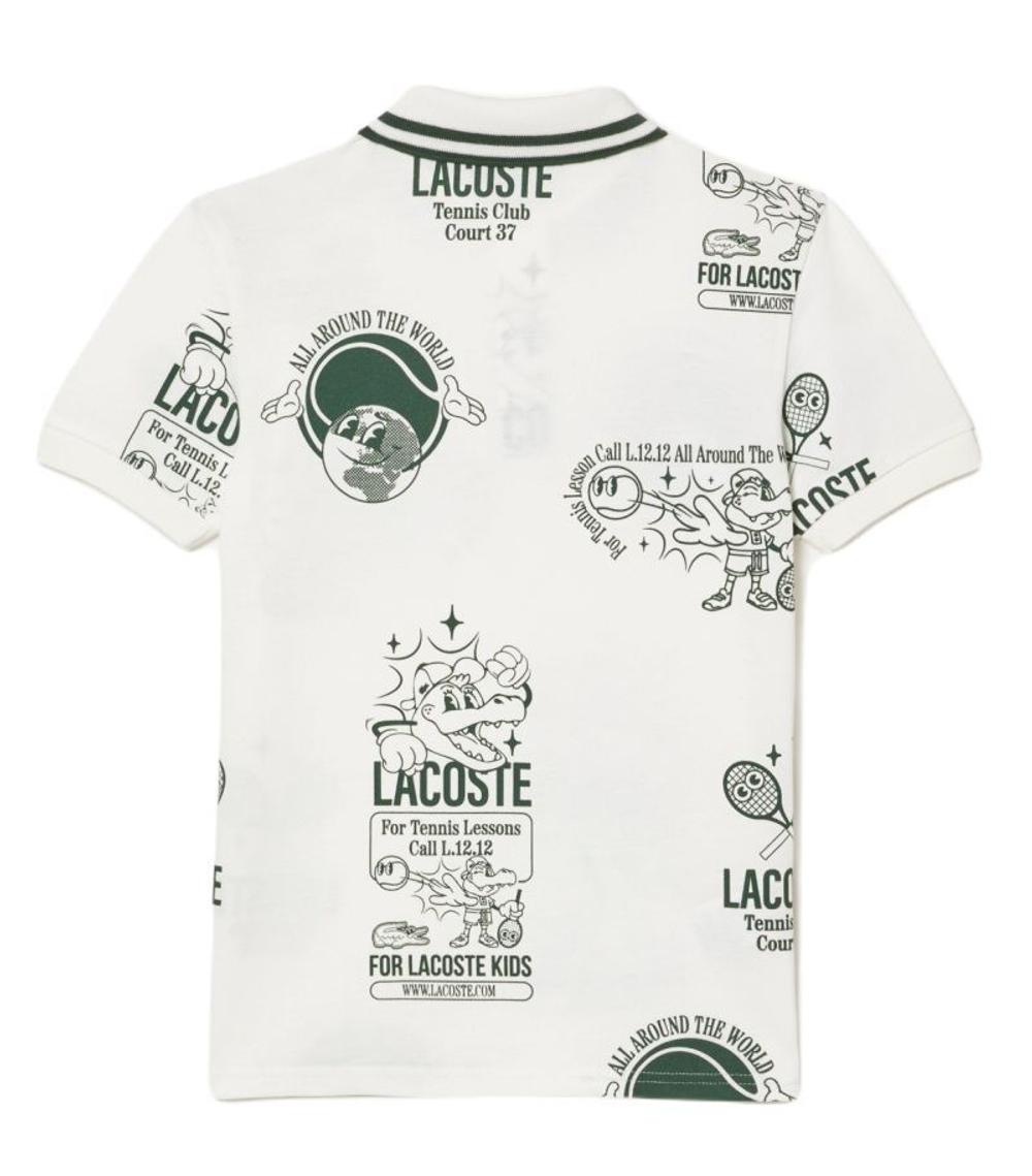Футболка для мальчика теннисная Lacoste Graphic Print Cotton Polo - white/dark green