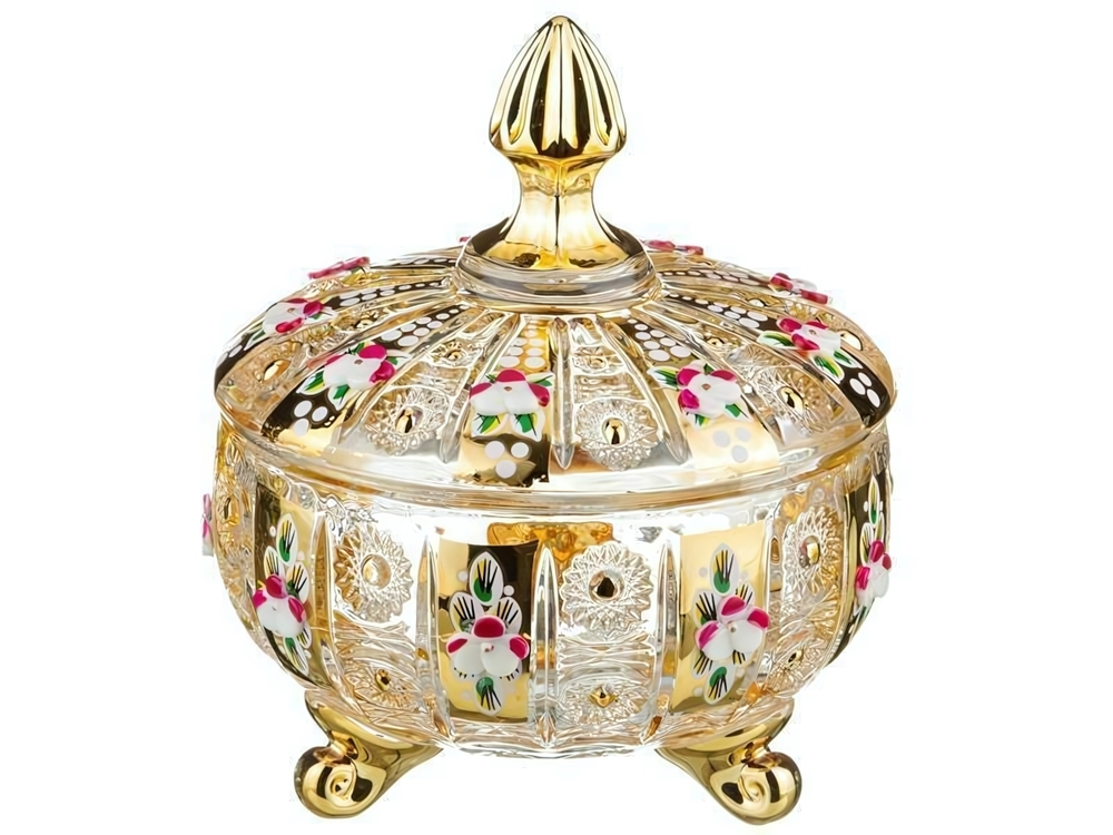 Конфетница с крышкой "Lefard Gold Glass" 12*14см