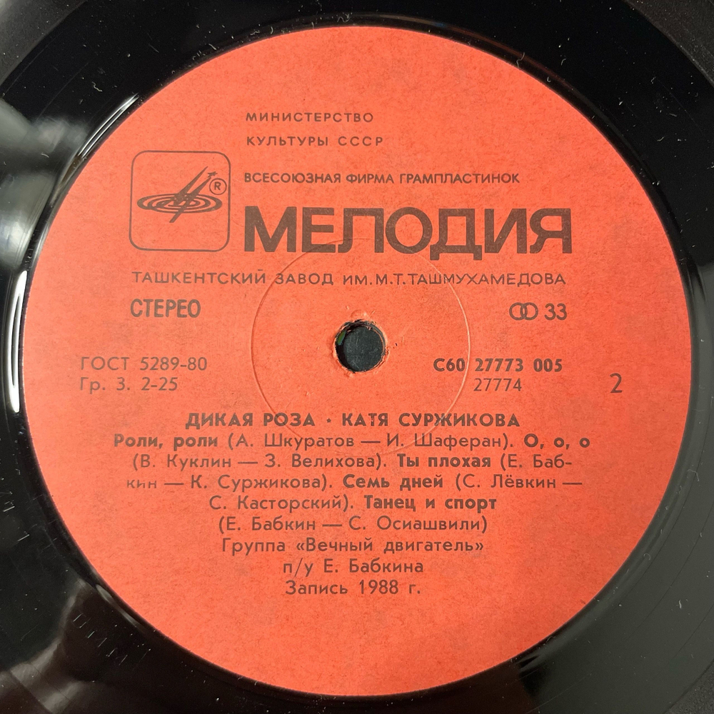 Винтажная виниловая пластинка LP Катя Суржикова Дикая Роза (СССР 1989)