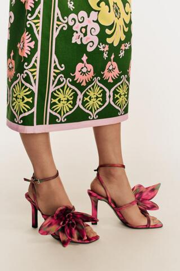 ZARA БОСОНОЖКИ НА КАБЛУКЕ С ЦВЕТОЧНЫМ УЗОРОМ — LIMITED EDITION, ЦВЕТ ФУКСИИ