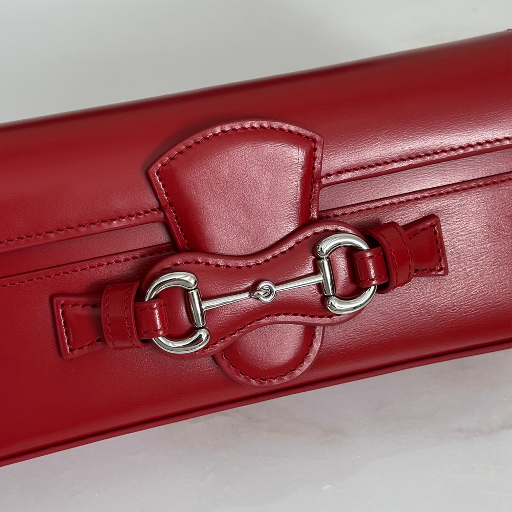 Женская сумка Gucci Horsebit — красная — фото 5