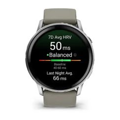 Смарт-часы Garmin Venu 4 (45 мм) серебристый с серебристо-серым силиконовым ремешком