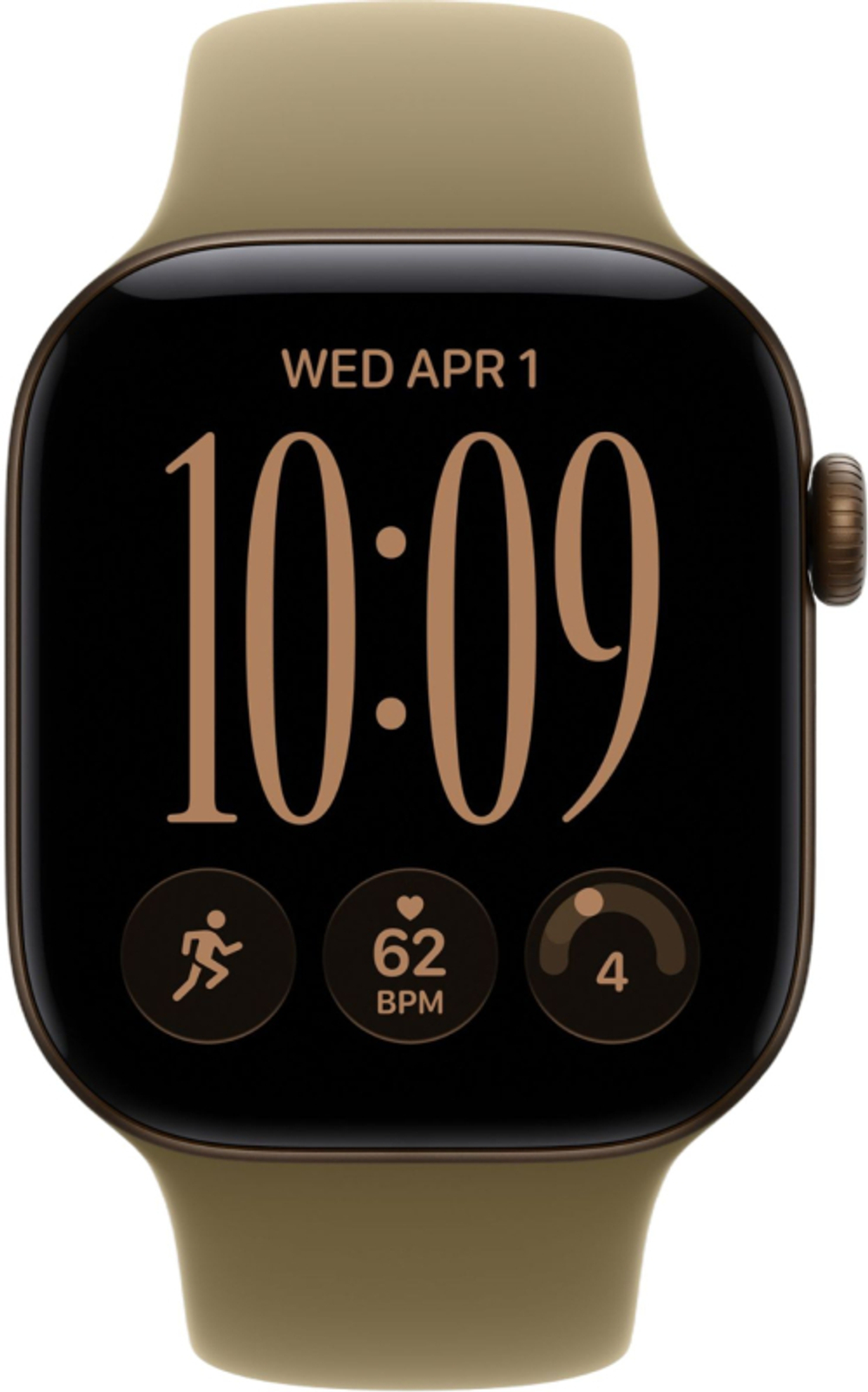 Apple Watch Series 12, 42 mm, GPS, Dark Bronze Aluminum, Olive Sport Band, S/M