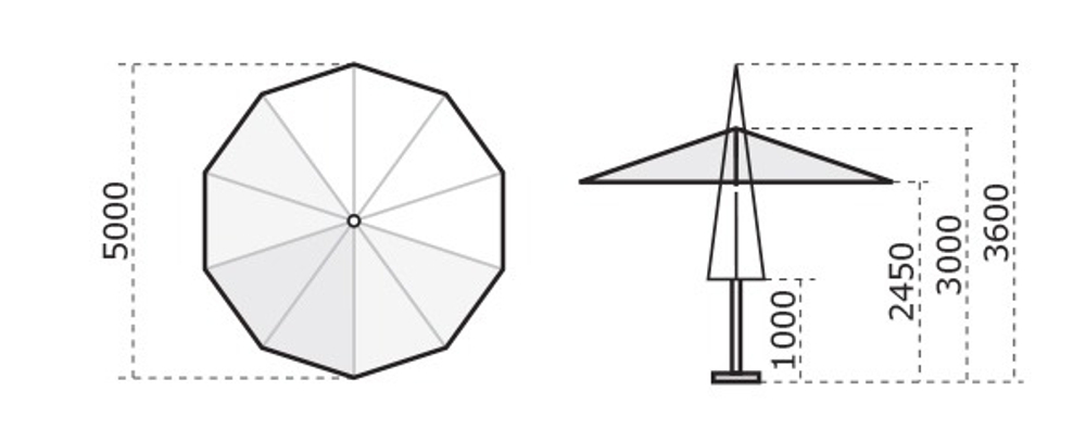 Зонт профессиональный телескопический Ø5 м Scolaro Palladio Telescopic, натуральный, слоновая кость