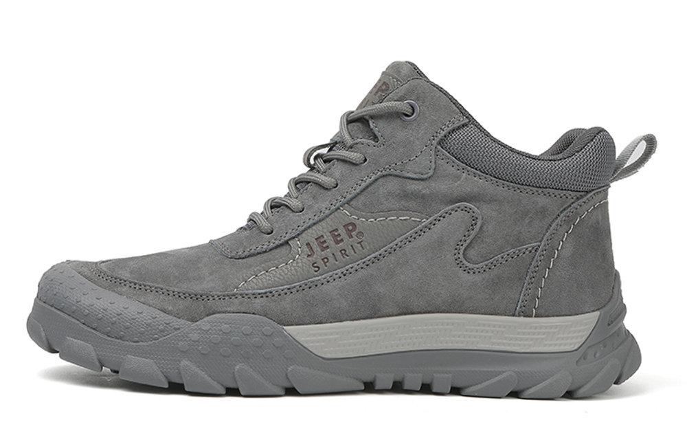 JEEP SPIRIT Waterproof Abrasion Resistant Waterproof And Wear resistant Ankle Length Outdoor Boots Men"s Gray
