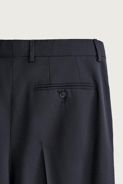 ZARA БРЮКИ REGULAR FIT ИЗ 100% ШЕРСТИ, МОРСКОЙ СИНИЙ
