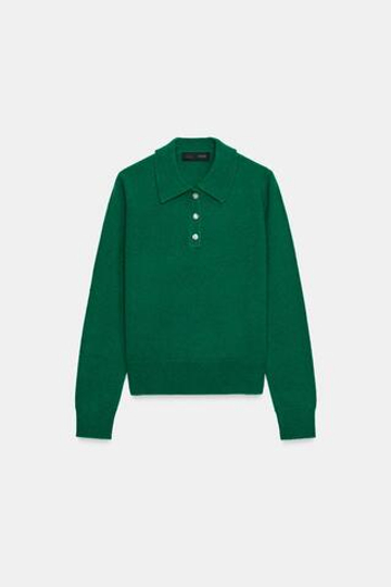 ZARA СВИТЕР ПОЛО ИЗ 100% ШЕРСТИ, ЗЕЛЕНЫЙ