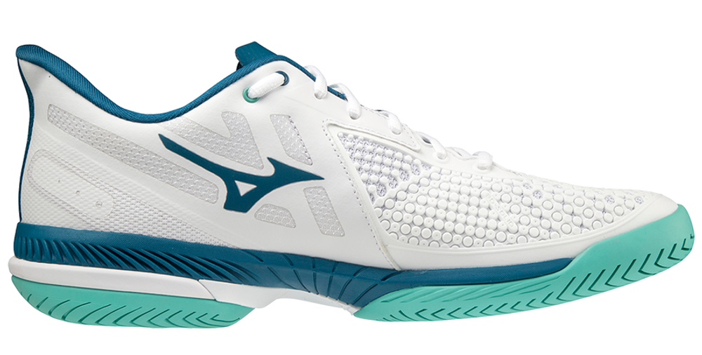 Мужские кроссовки теннисные Mizuno Wave Exceed Tour 5 AC - white/moroccan blue/turquoise