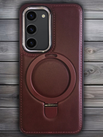 Business style чехол из кожи для SAMSUNG GALAXY S23 (не ULTRA/ FE/ PLUS!) с кольцом-подставкой и бархатной подкладкой
