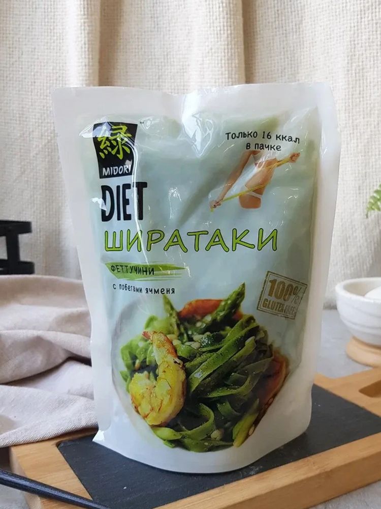 Лапша Midori Ширатаки Феттучини с побегами ячменя 200 г