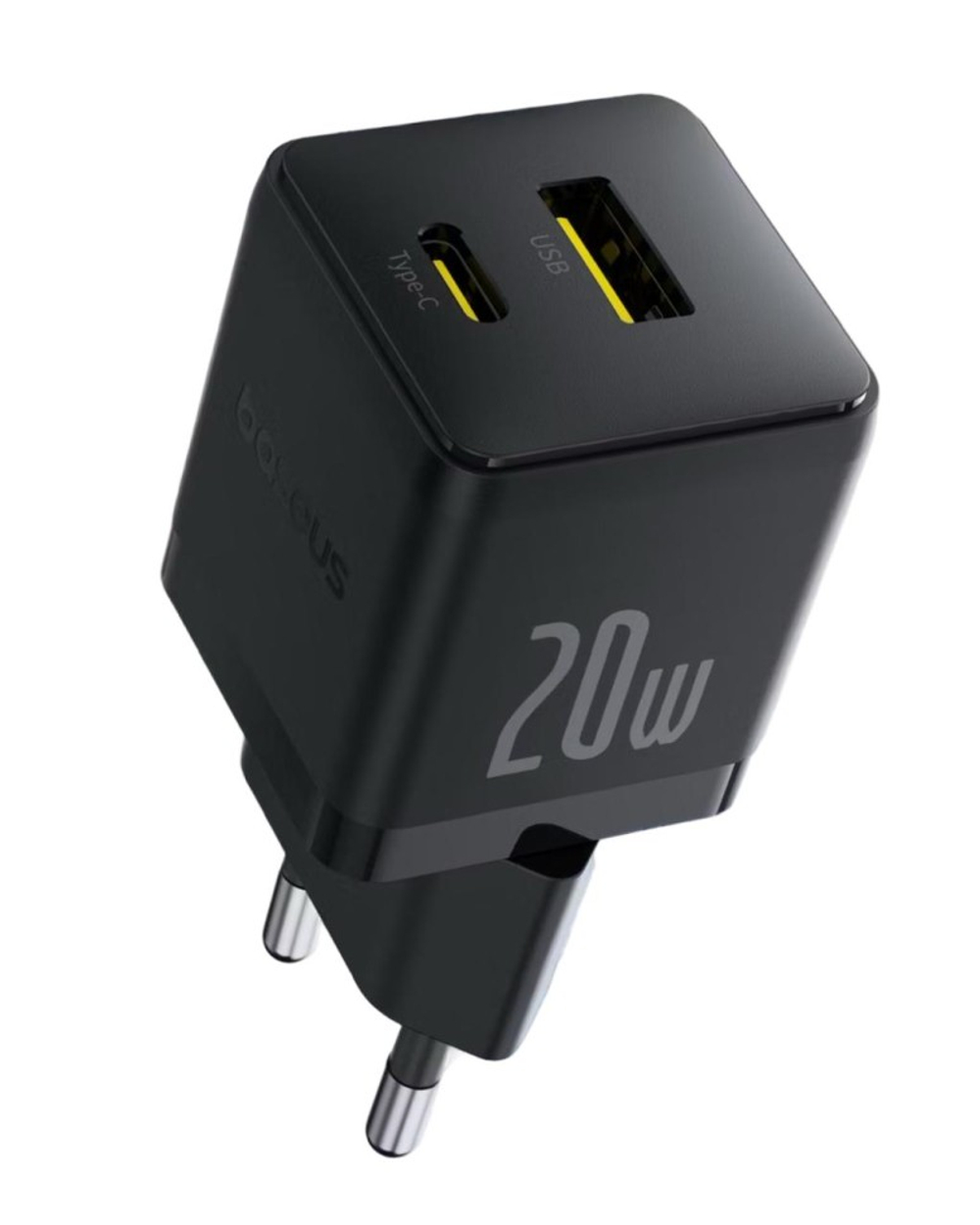 Сетевое зар. устр. Baseus Palm Fast Charger 1USB/1C 20W кабель T-C на T-C (P10111608113-01) черное