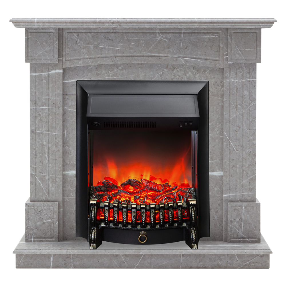 Каминокомплект Real Flame Andrea STD GR с очагом Fobos Lux Black (без пульта)