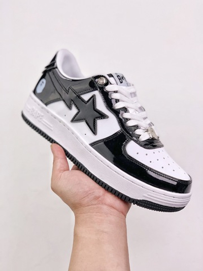 A Bathing Ape Bape Sta Patent Leather Black White