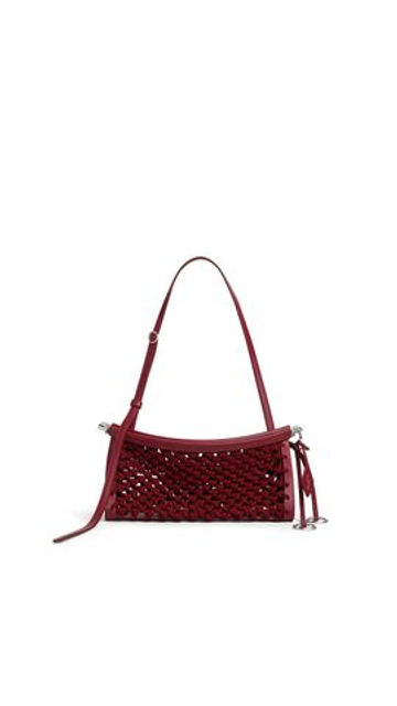 ALAÏA МАЛЕНЬКАЯ СУМКА LE CLICK EAST WEST ИЗ НАТУРАЛЬНОЙ КОЖИ И ВИСКОЗЫ, БОРДОВЫЙ