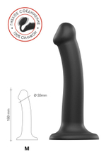 Черный фаллос на присоске Silicone Bendable Dildo M - 18 см. (Цвет: черный)