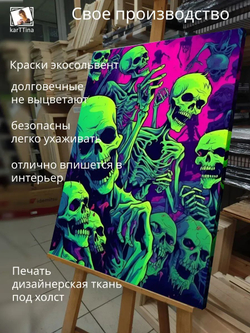 Картина Скелеты из ада модульная 30х40см 1шт., на деревянном подрамнике