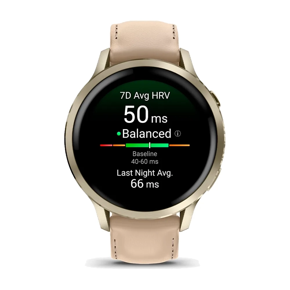 Умные часы Garmin Venu 4, 41mm, Lunar Gold with Bone Silicone Band and Light Sand Leather Band (010-03013-03)