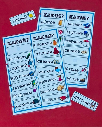 Названия признаков. Развивающее пособие на липучках Frenchoponcho (Френчопончо)