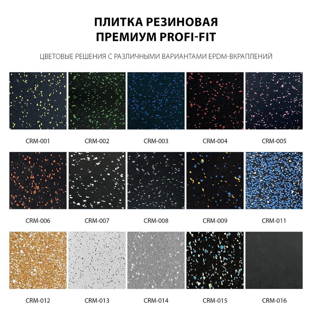 Плитка резиновая Премиум 1000x1000x40 мм PROFI-FIT