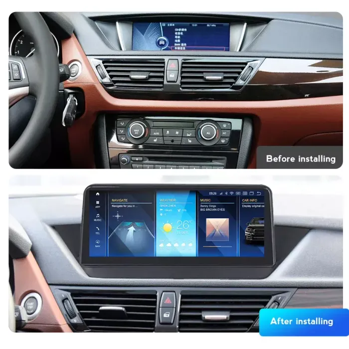 Магнитола для BMW X1 E84 2009-2014 (любая комплектация) - Kuberg HP-B1101XFW монитор 12.3" с джойстиком в стиле BMW на Android 13, Быстрая, CarPlay, 4G SIM-слот