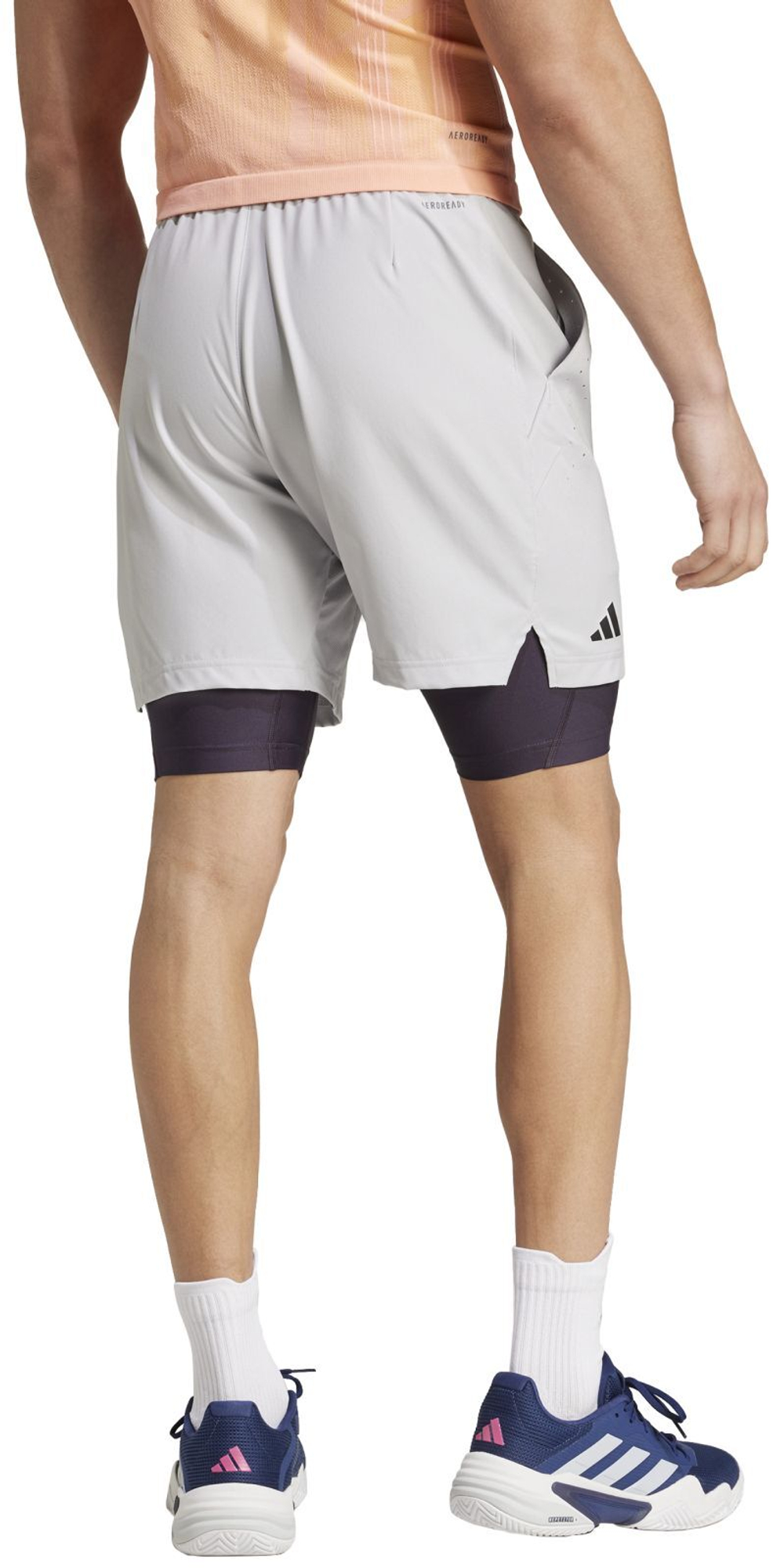 Мужские теннисные шорты Adidas Tennis Aeroready Shorts and Tight Set - серый