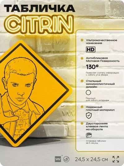 Табличка декоративная "Джейн, Одиннадцать" из сериала Очень Странные Дела, на дверь и стену, прикольная штука в подарок фанату, декоративный знак ЦИТРИН, 24,5х24,5 см, Айдентика Технолоджи