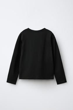 ZARA ОДНОТОННЫЙ ЛОНГСЛИВ, ЧЕРНЫЙ