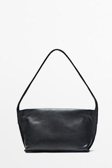 Massimo Dutti Сумка через плечо из кожи наппа, черный